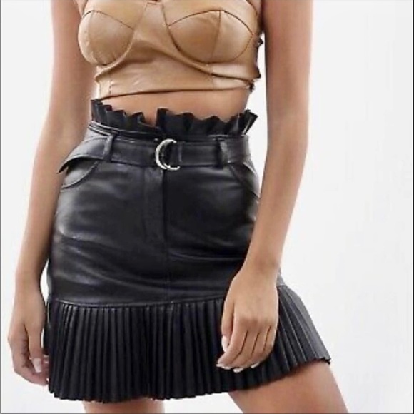 Zara black pleated leather skirt - Picture 3 of 16